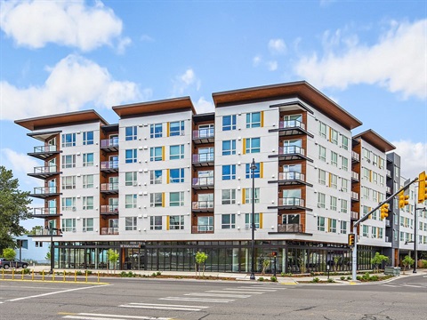 A multi-level apartment building