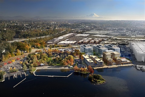 Aerial View of Coulon park and Boeing from the lake